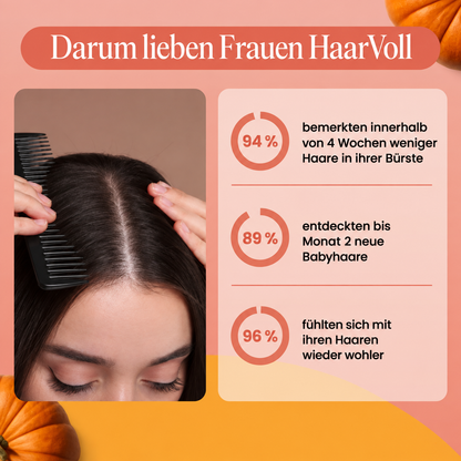 Für voller & dichter wirkendes Haar – HaarVoll Kürbiskernöl Weichkapseln